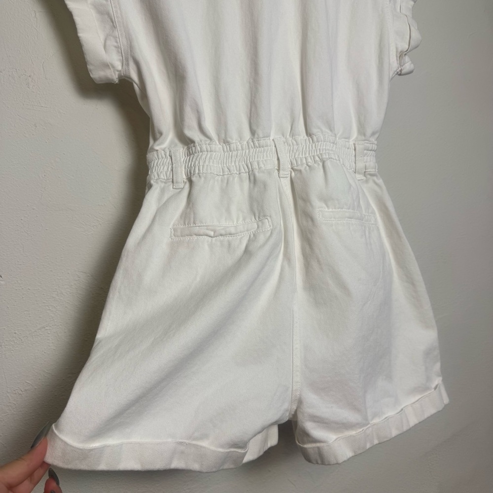 POL‎ White Button-Up Denim Romper - Picture 6 of 10